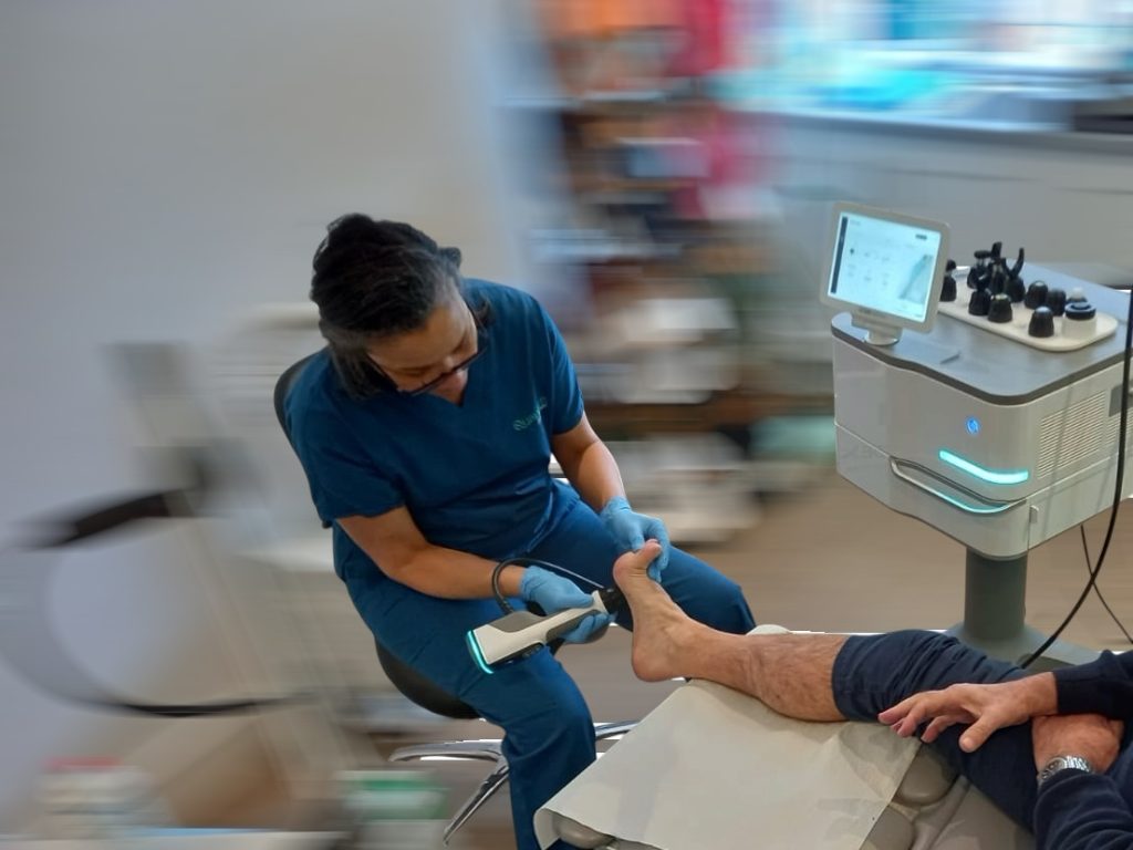 Storz Medical Shockwave Therapy machine used at Quantum Footcare to treat plantar fasciitis, tendon injuries and chronic foot pain.